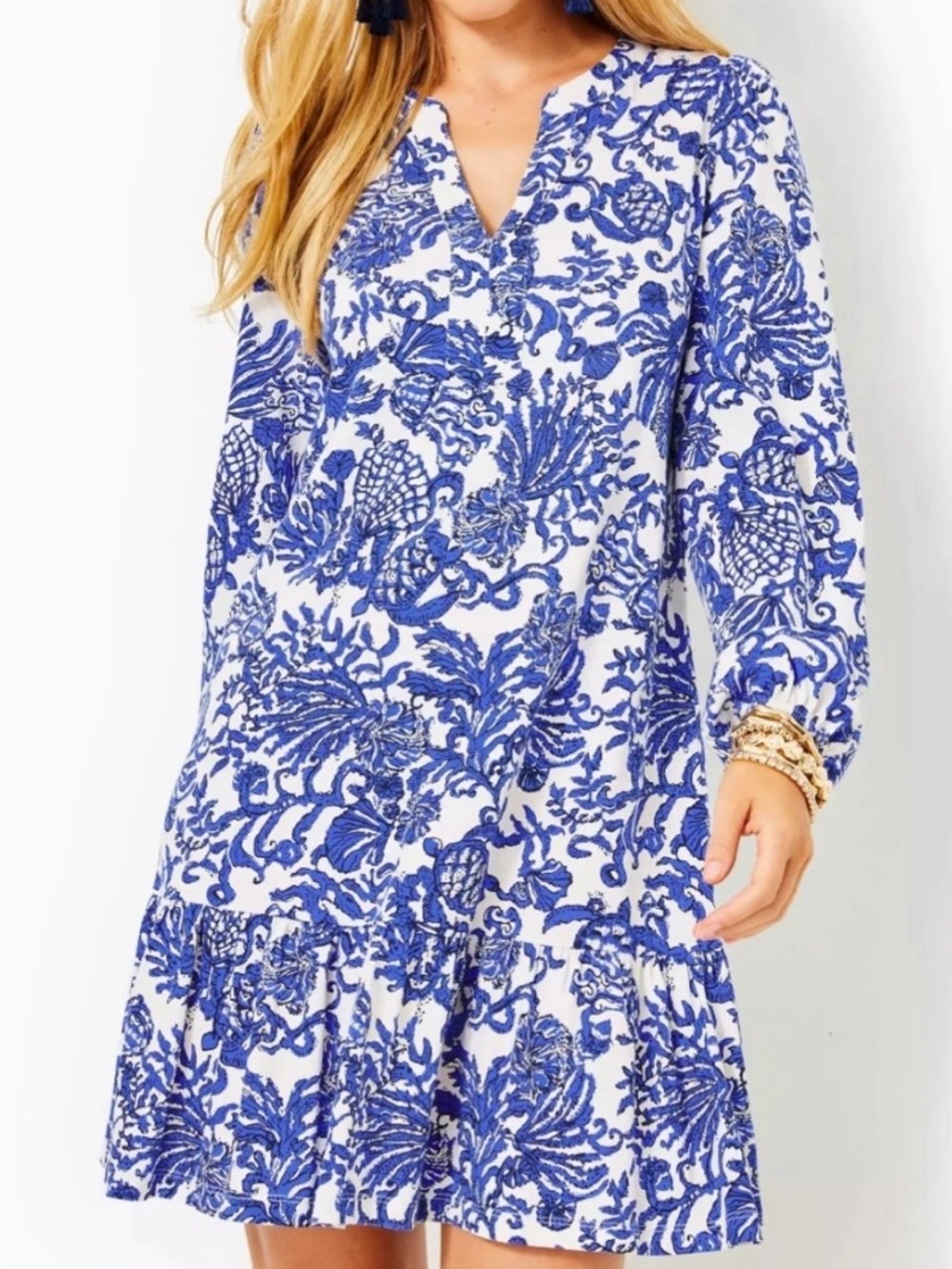 Lilly Pulitzer Alyssa Long Sleeve Dress in Deeper Coconut (Medium)